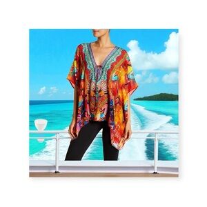 new Shahida Parides ❤︎︎ Heart Silk Lace Up Caftan Top 4 Way Dress ❤︎︎ aso RHOBH